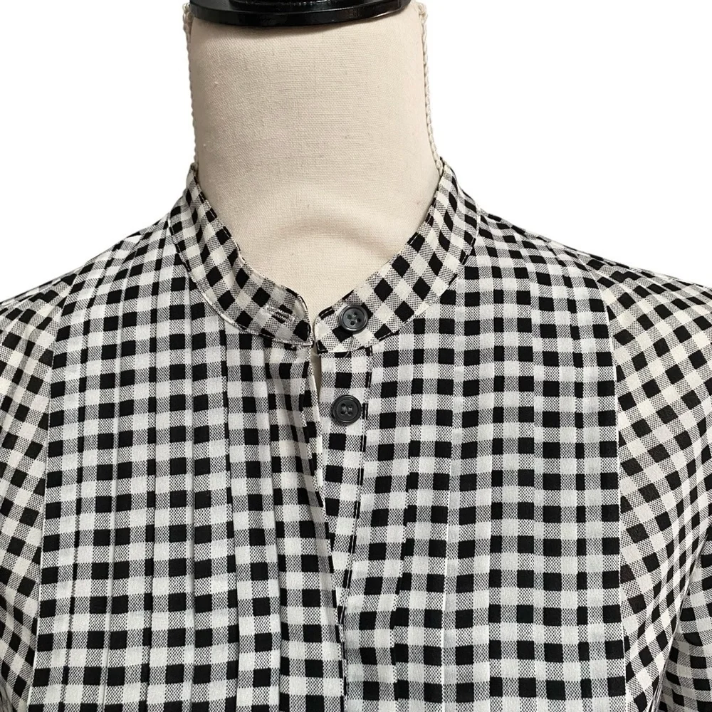J.Crew Black White Gingham Check Long Sleeve Button Front Blouse XS - Picture 2 of 15